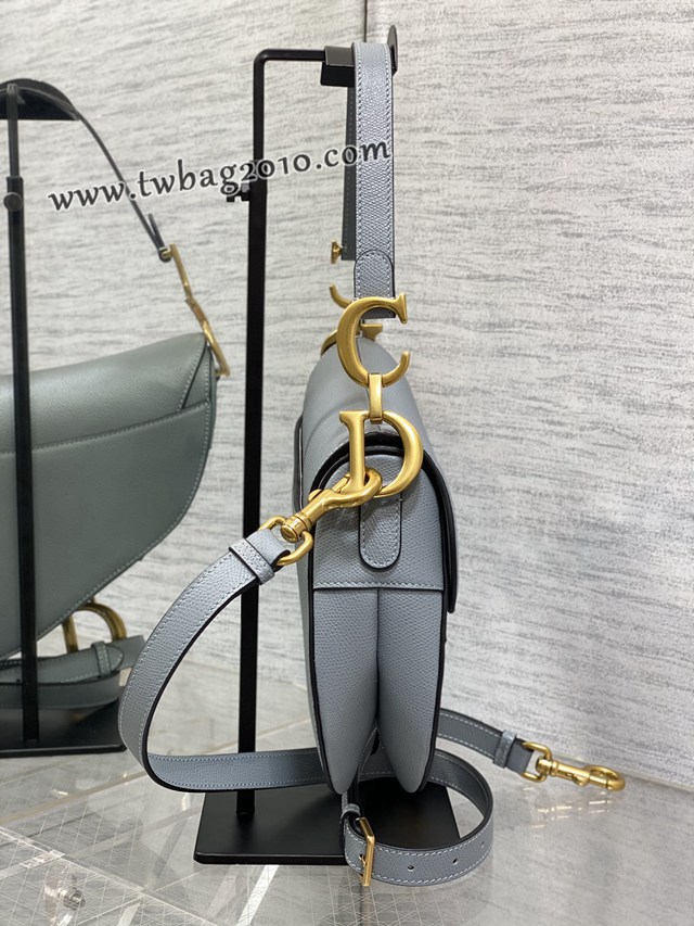 Dior专柜新款迪奥顶级原单原厂皮雾霾蓝大号经典马鞍包 djfk1102